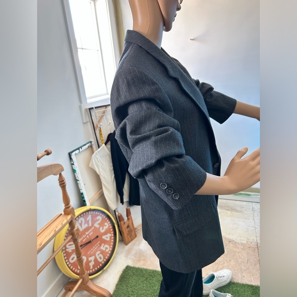 Blazer, 100% virgin Wool, Canadian made, Grey Pinstripe, - Picture 5 of 16